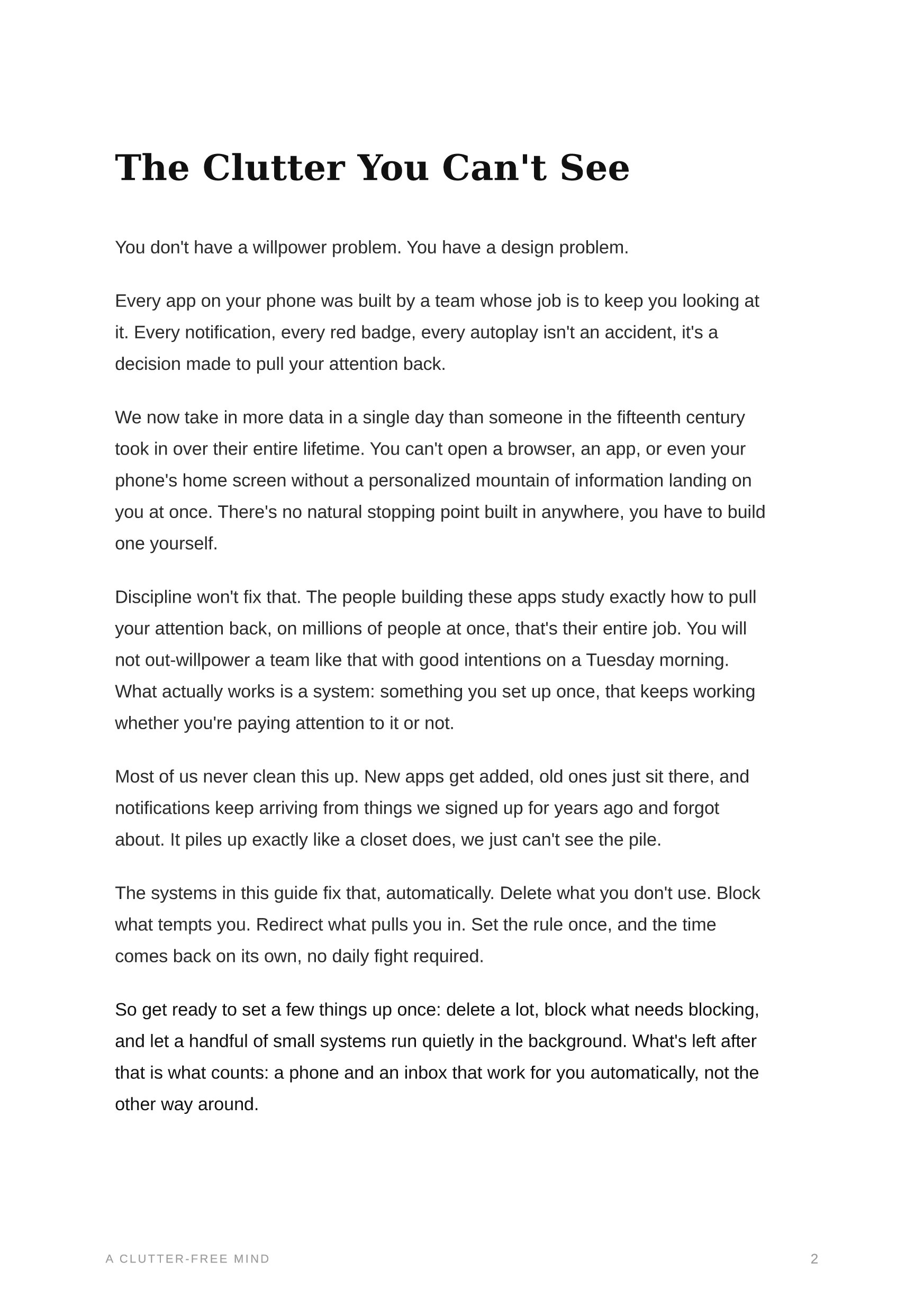 A page from A Clutter-Free Mind: The clutter you can’t see